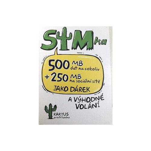 SIM karta Kaktus (T-Mobile) s kreditem 100 Kč